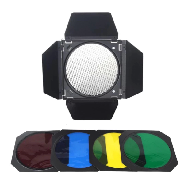 Barndoor 4 Filter Màu, Lưới Tổ Ong, Cửa Hướng Sáng Tấm Chắn Đèn Điều Hướng Ánh Sáng